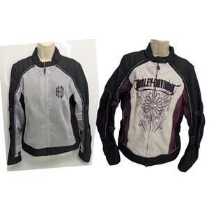 Harley Davidson 2 in 1 Motorcycle Riding Jacket Purple White Black Ladies Large